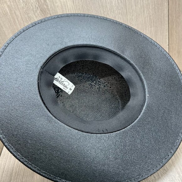 The Old Beristain Western Flat Top Cowboy Hat Wide Brim Straw Luxury Style Black - Picture 7 of 10